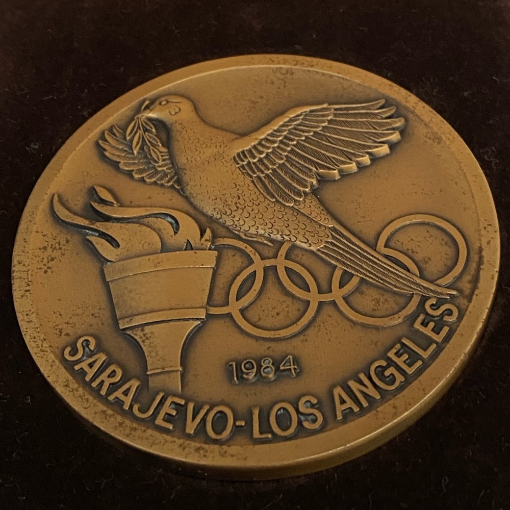 2” Josten’s- Olympic Commemorative-Brass Medallion Sarajevo,LA-1984: 41 Yrs Old